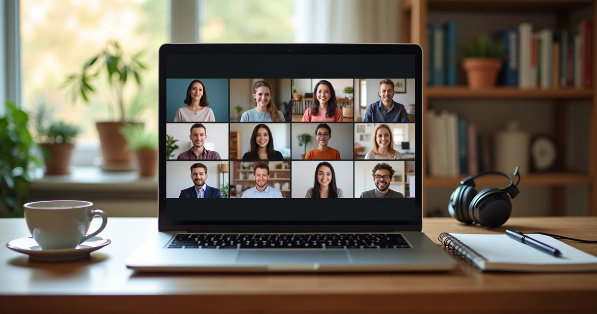 Remote team in video meeting showing attentive presence and connection 