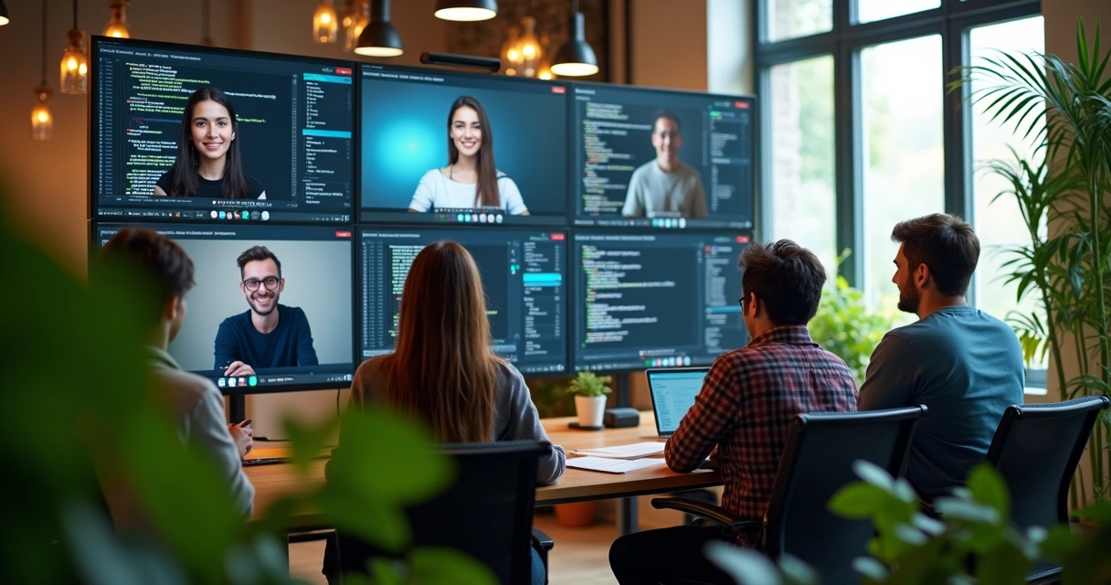 Video conference of remote web developers 