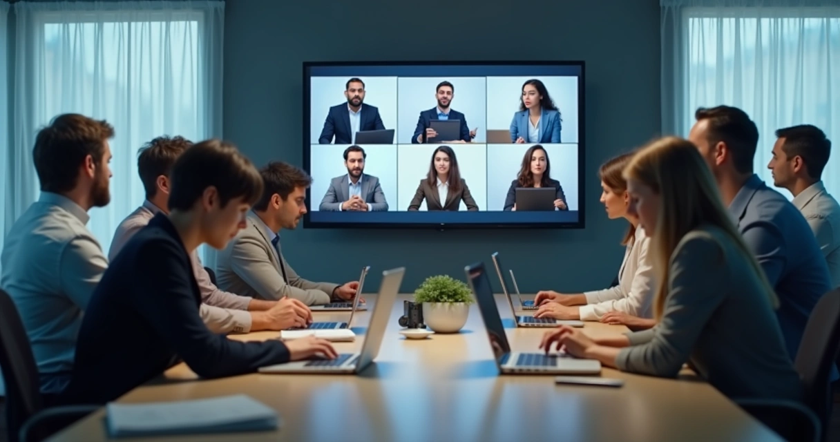 Remote team in a video meeting with one person emotionally withdrawn 