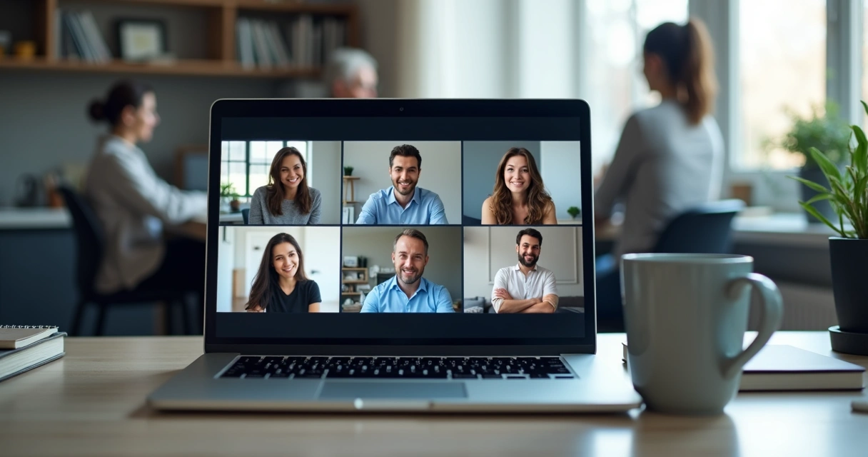 Remote team video call with visible tension 