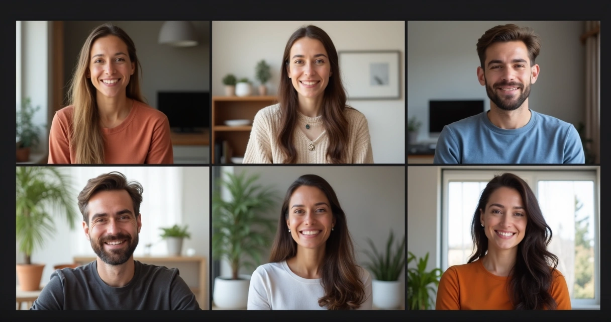 People on a video meeting looking engaged and making eye contact