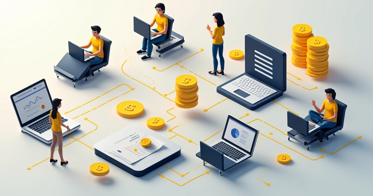 Fluxo visual de comissionamento co-sell SaaS com cifras e sistemas conectados 