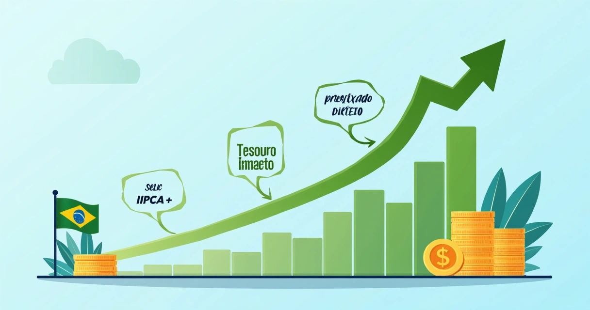 Gráfico ilustrativo mostrando rendimento crescente do Tesouro Direto 