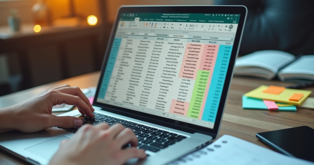 Profissional atualizando lista de empresas em planilha digital 