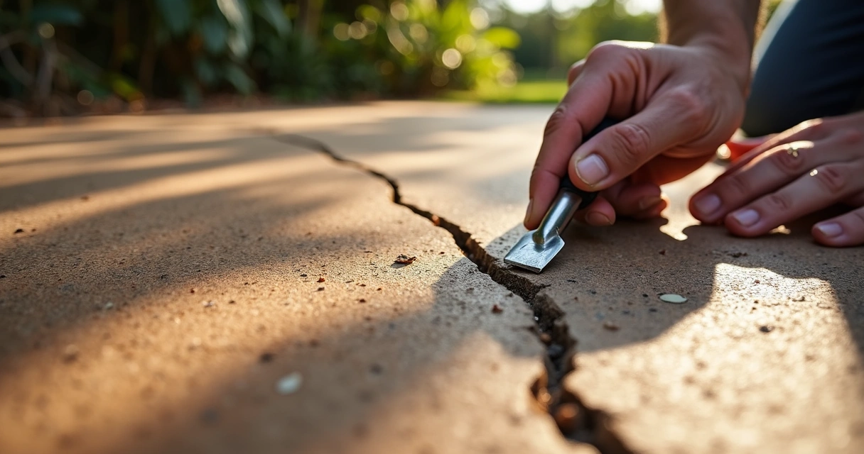 Fixing a crack in stamped concrete 