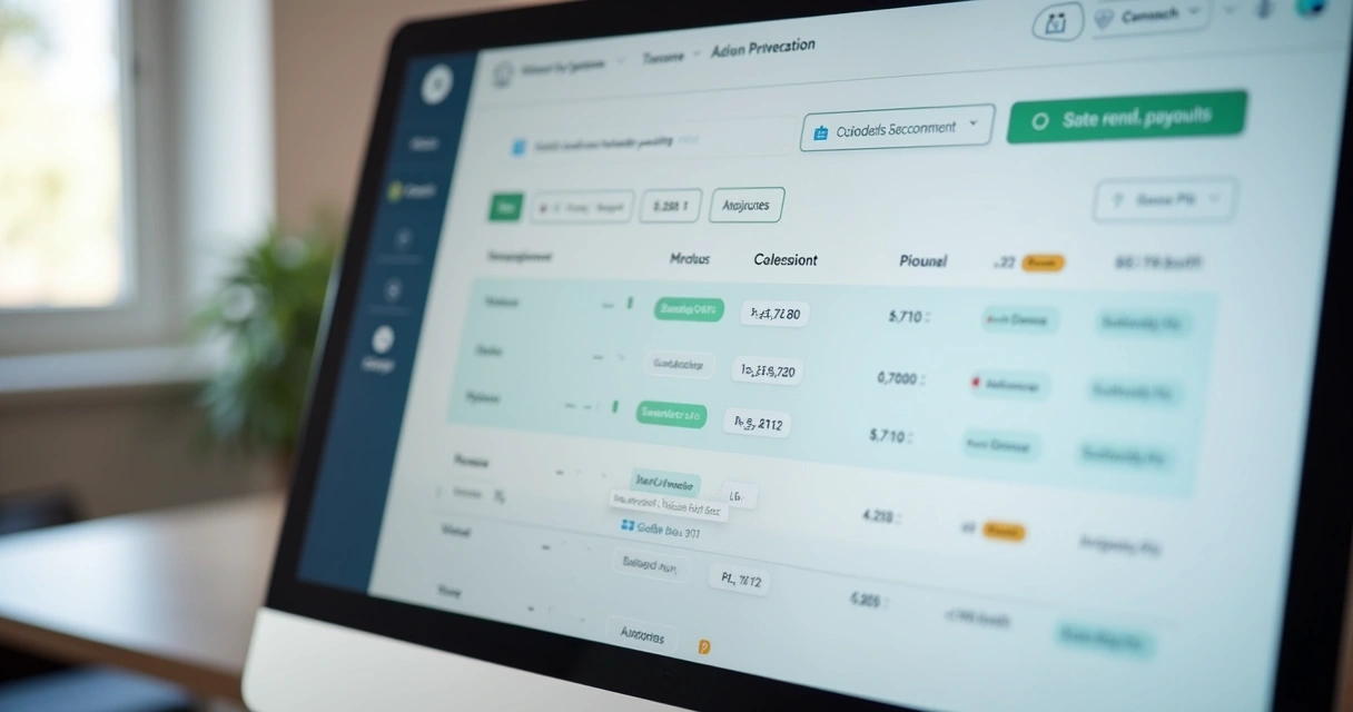 Tela de computador mostrando repasse via PIX em sistema de gestão