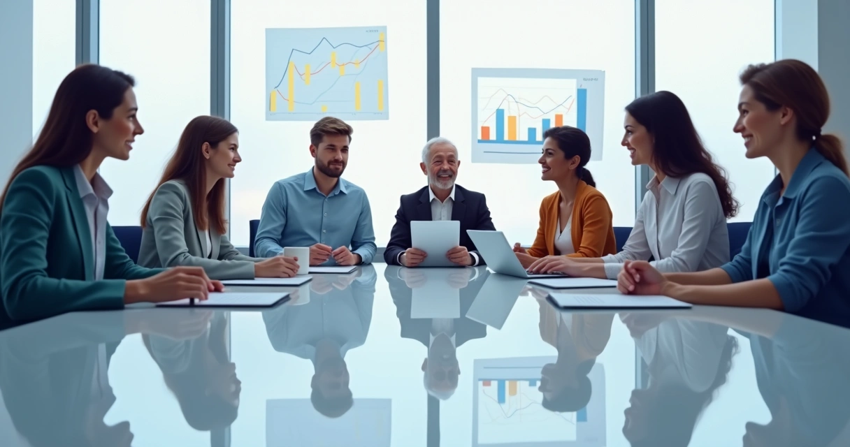 Illustration showing people unconsciously repeating patterns in a group setting.