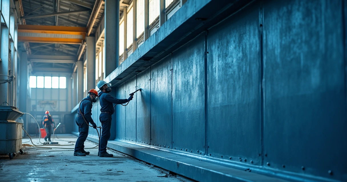 Repintura industrial em estrutura metálica