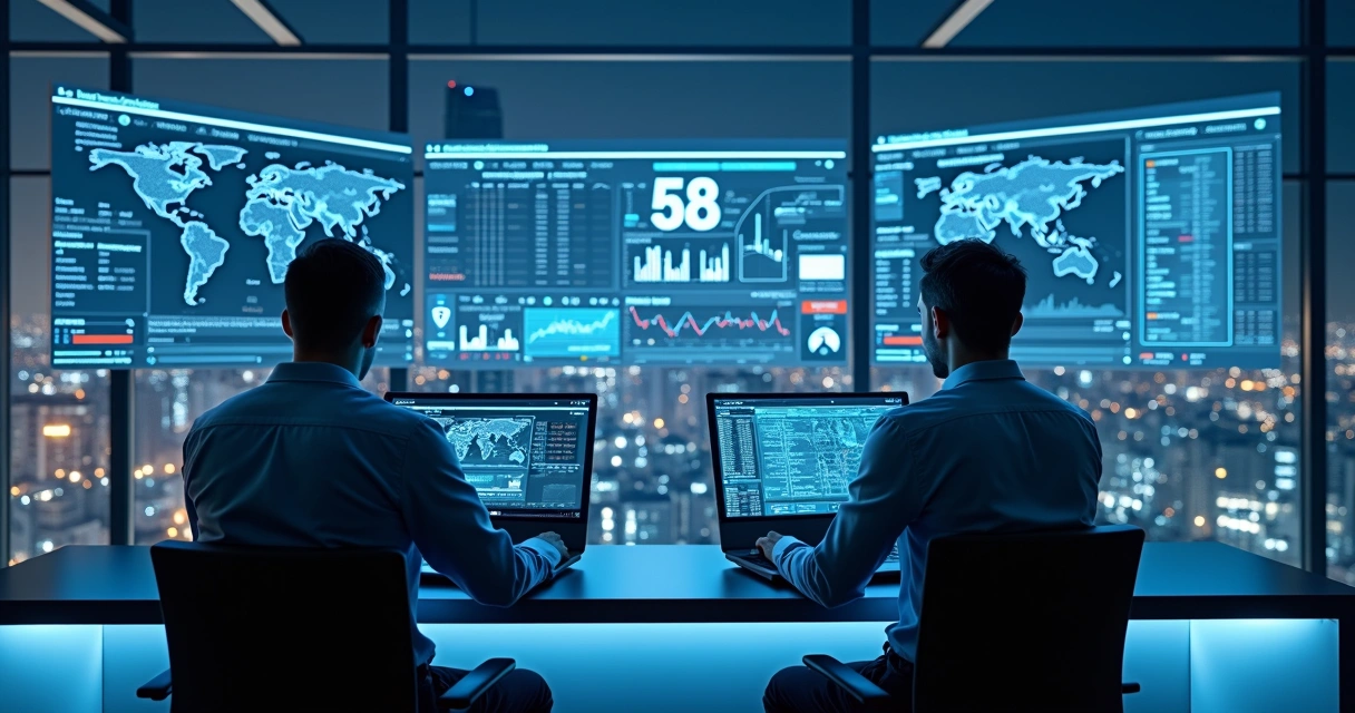 Representação de algoritmos e humanos tomando decisões de investimento juntos.