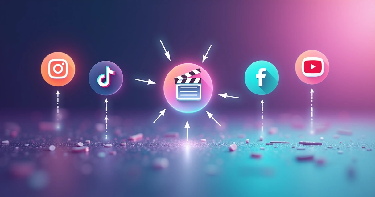 Vídeo clipe sendo compartilhado ao mesmo tempo em várias redes sociais 