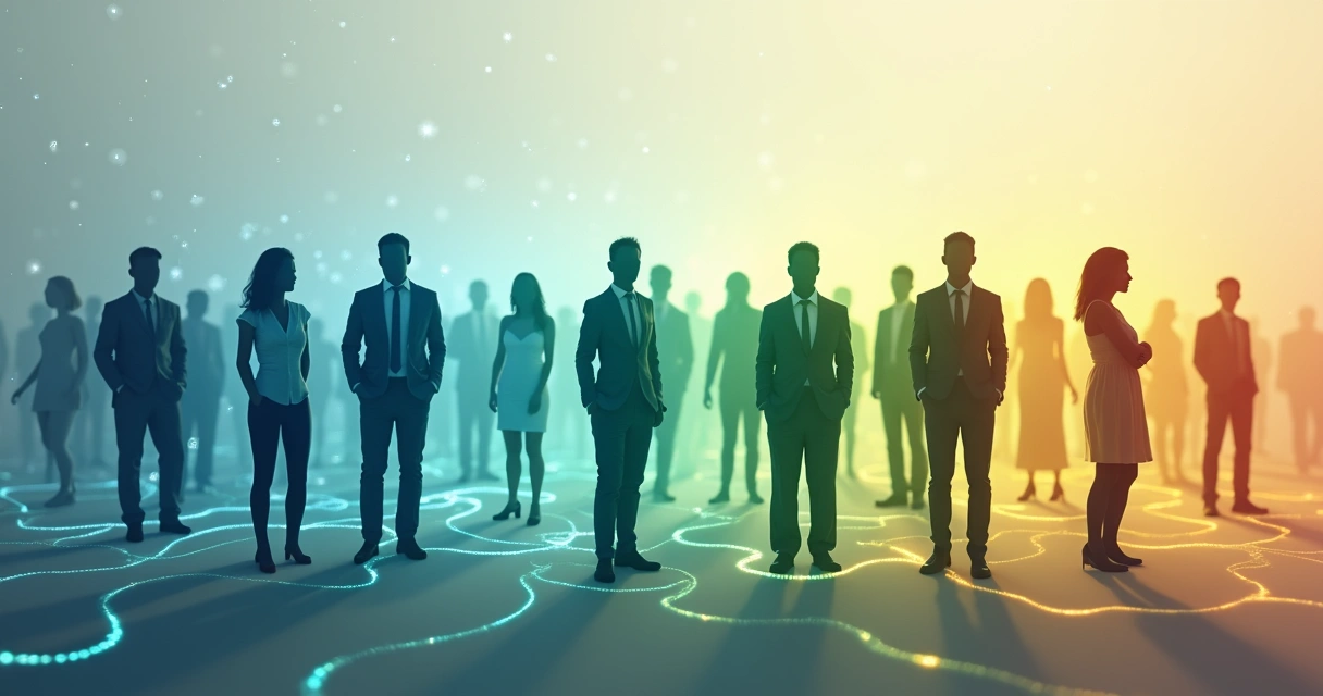 Representação visual de campo energético entre pessoas 