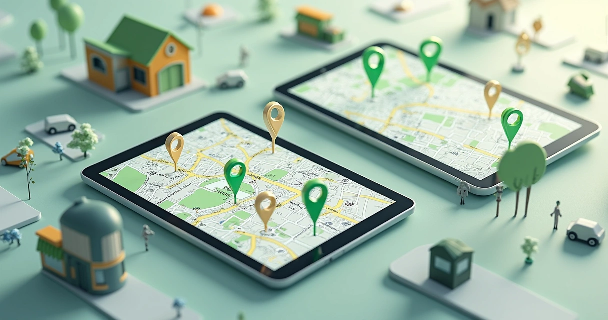 Diretórios e mapas digitais representando negócios locais em Curitiba 