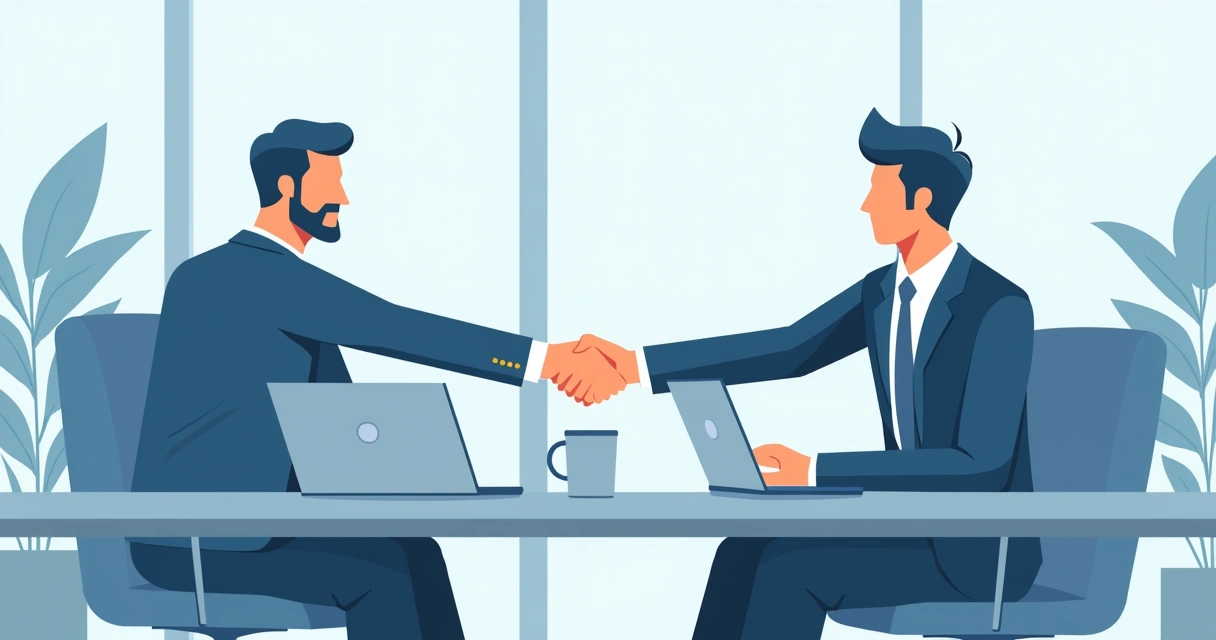 Profissional em reunião conectando duas empresas 