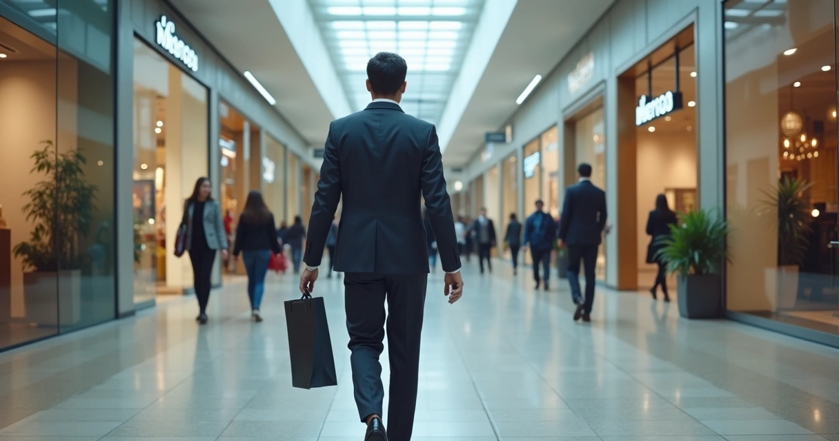 Representante comercial visitando lojas em um centro comercial 
