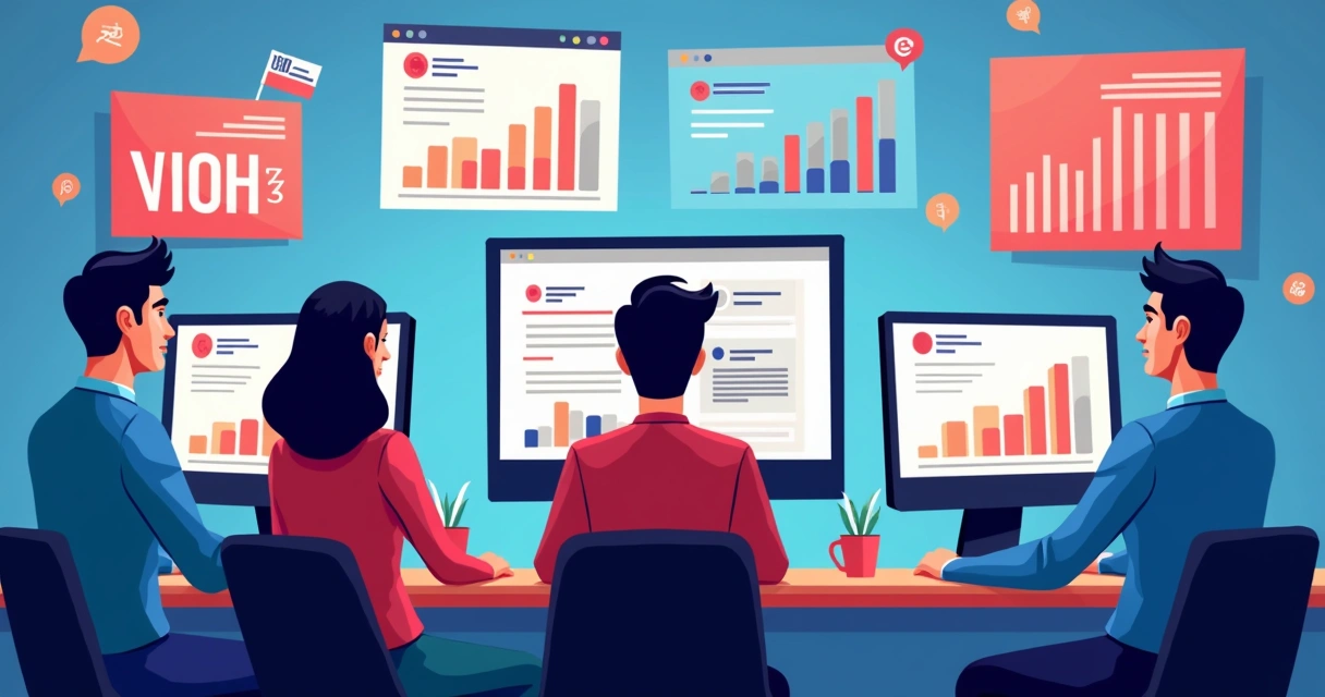 Equipe monitora redes sociais analisando repercussão de campanha sindical