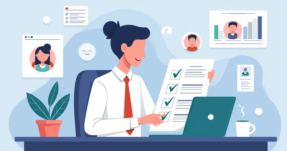 Profissional analisando checklist digital de reputação de influenciadores 