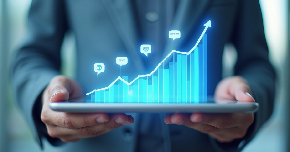 Gráfico mostrando crescimento de reputação de líder B2B no LinkedIn 