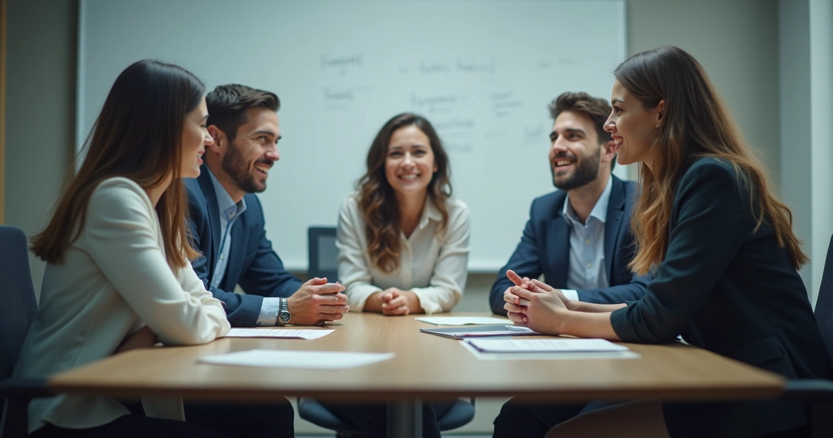 Team looking distant during group discussion