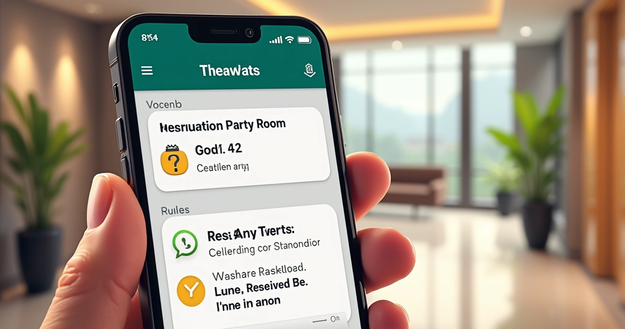 Tela de WhatsApp exibindo confirmação de reserva de salão de festas 