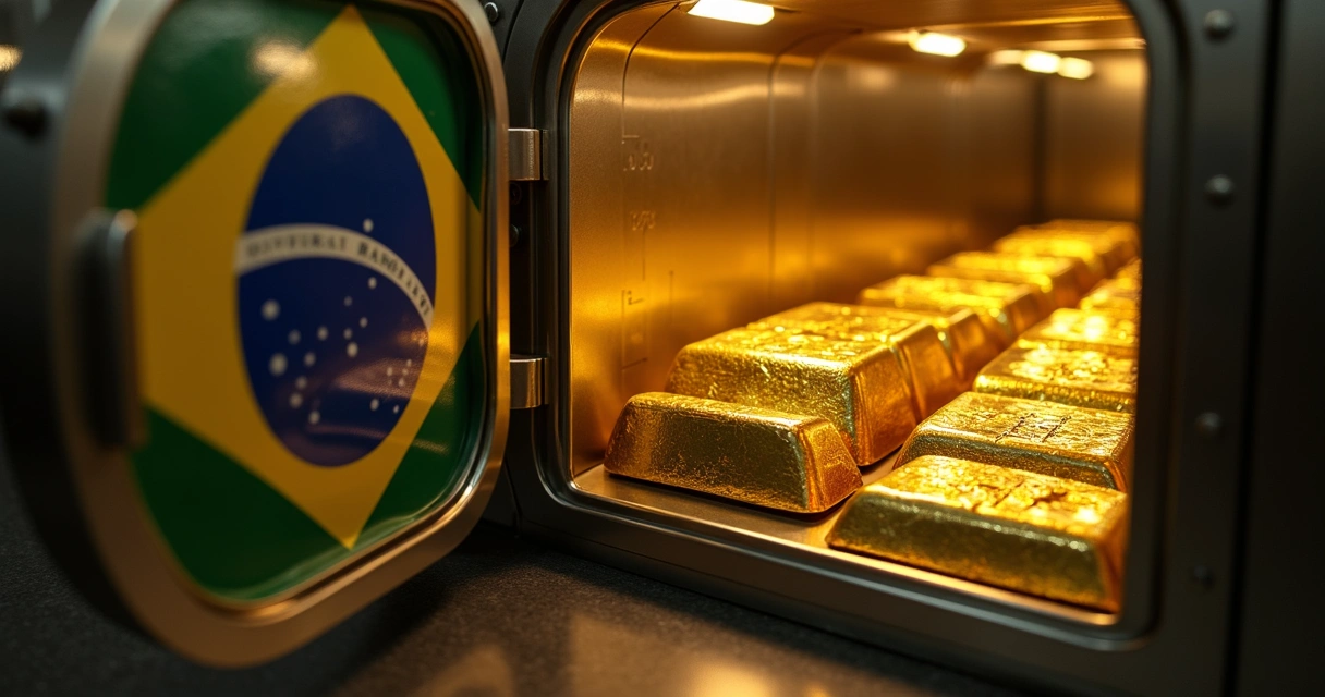 Cofres do Banco Central brasileiro com barras de ouro 