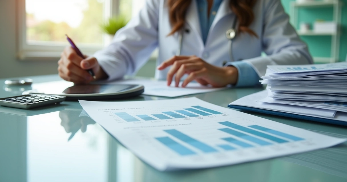 Gestor revisando relatórios financeiros da clínica 