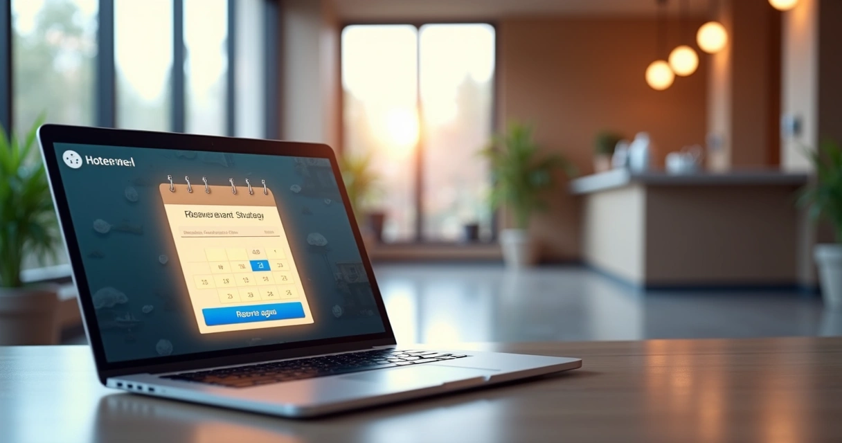 Página de site de hotel com calendário de reservas em destaque 