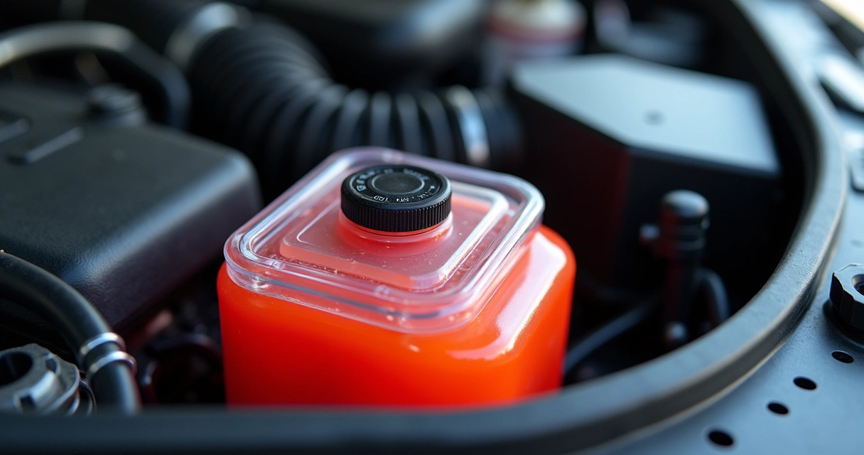 Reservatório de fluido de arrefecimento de carro com líquido colorido 