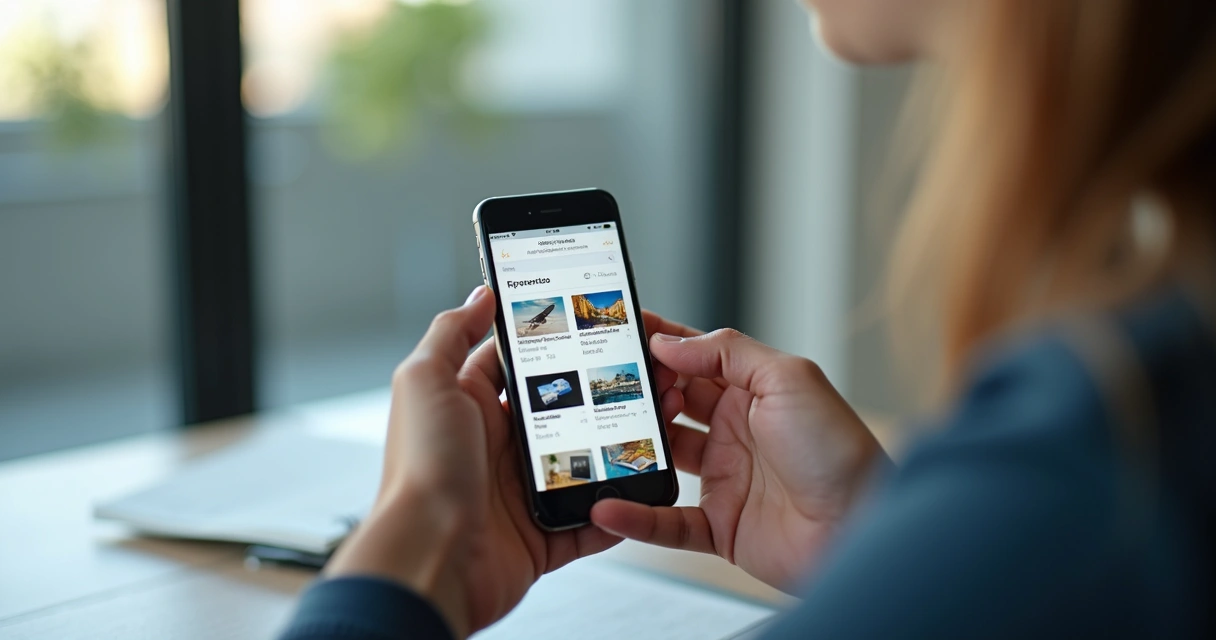 Pessoa usando app de recompensas em smartphone com opções de prêmios na tela 
