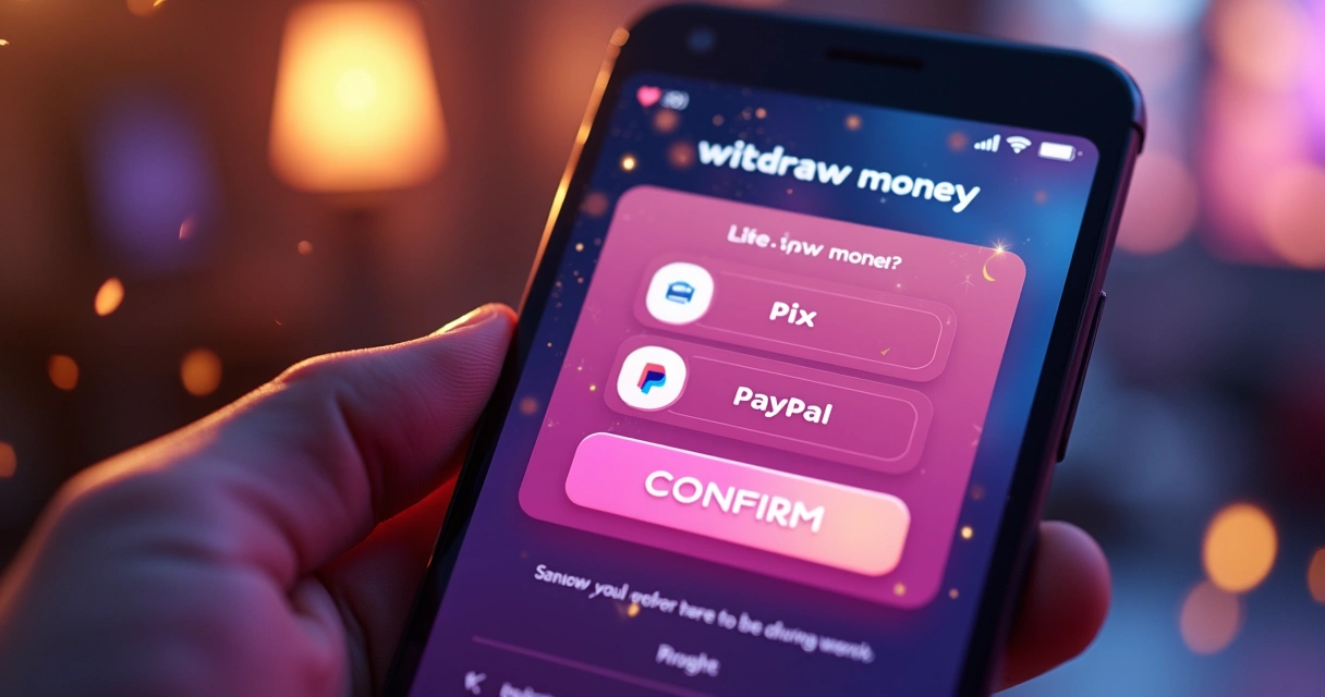 Tela de resgate de dinheiro em app de jogo