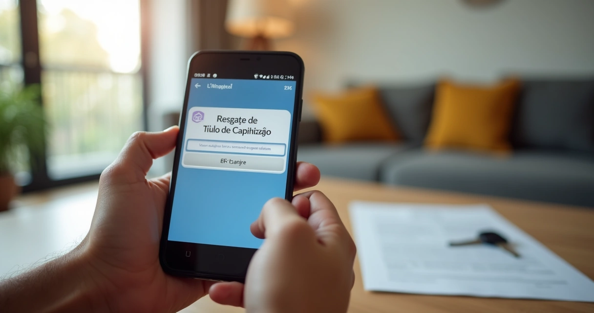 Pessoa acessando o resgate de valor de título de capitalização pelo celular 