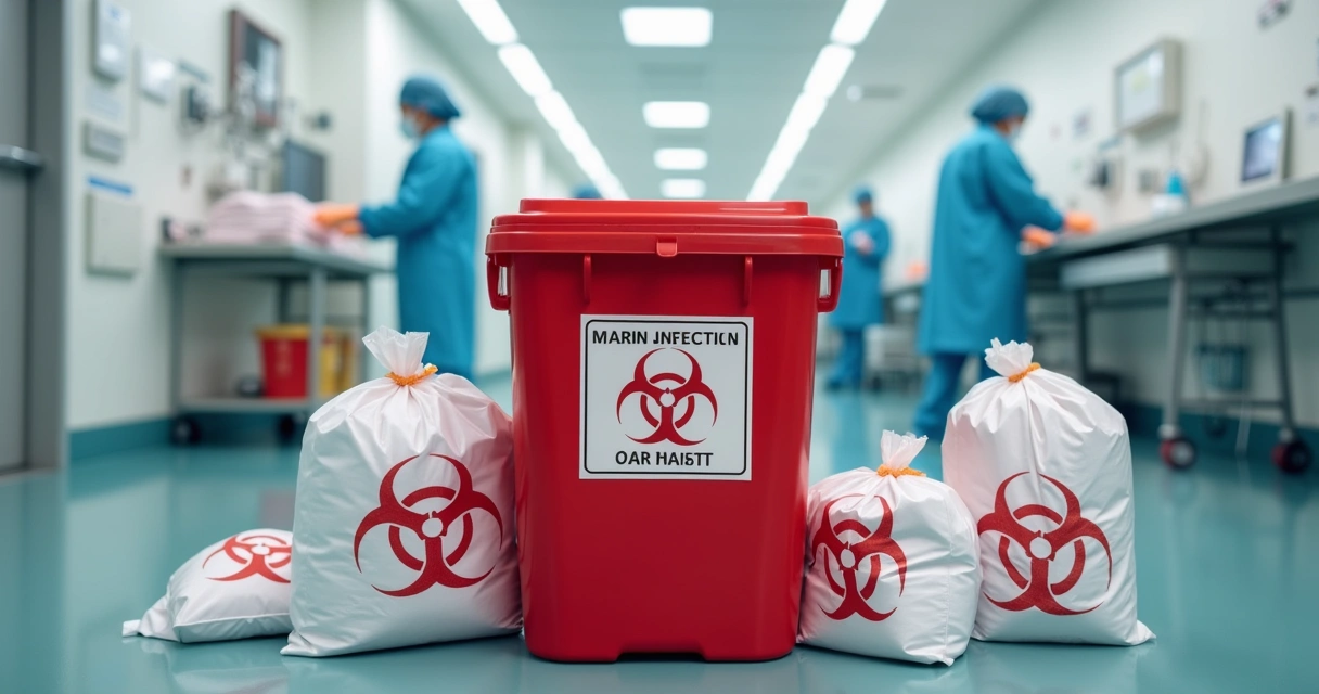 Contentor vermelho para resíduos infectantes hospitalares 