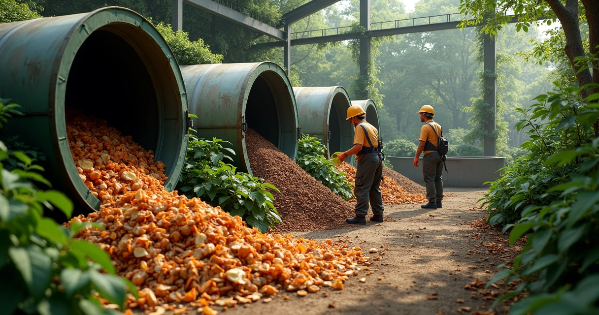 Compostagem de resíduos orgânicos em centro de reciclagem