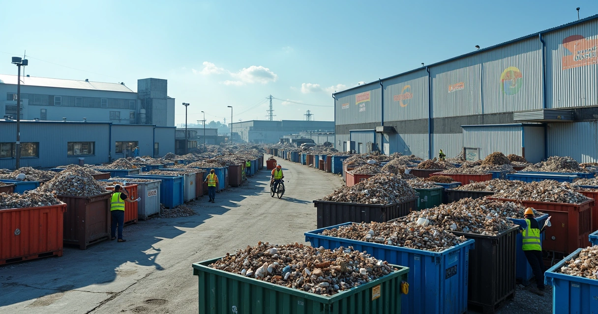 Resíduos sólidos organizados em área industrial 