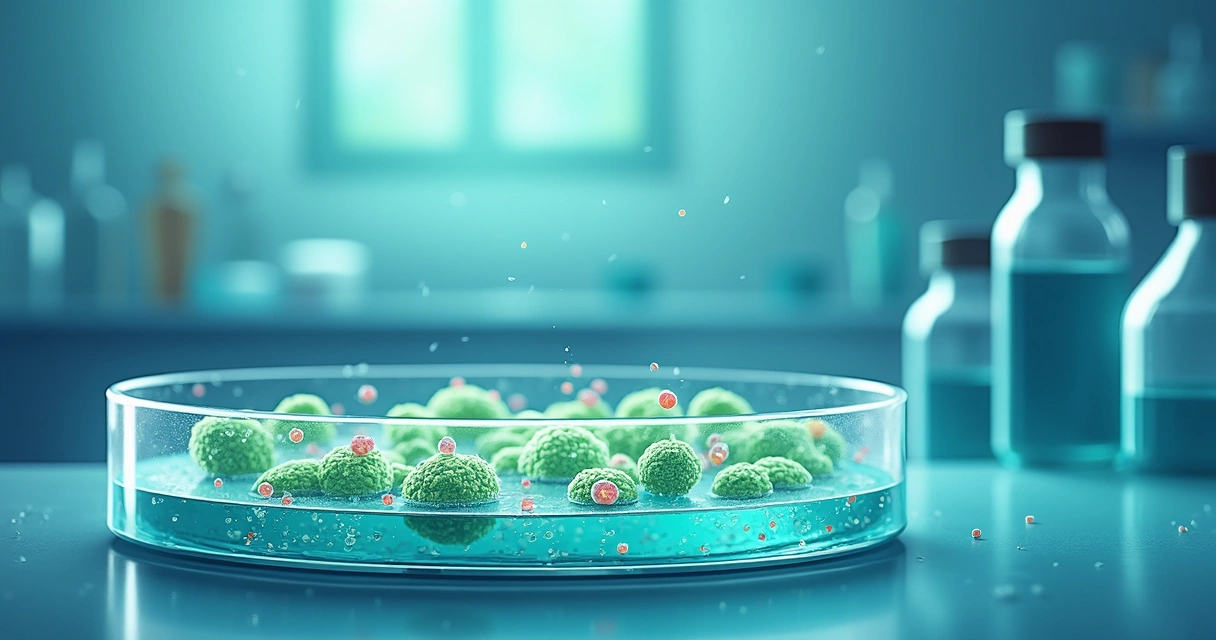 Ilustração de bactérias resistentes a antibióticos em cultura laboratorial 