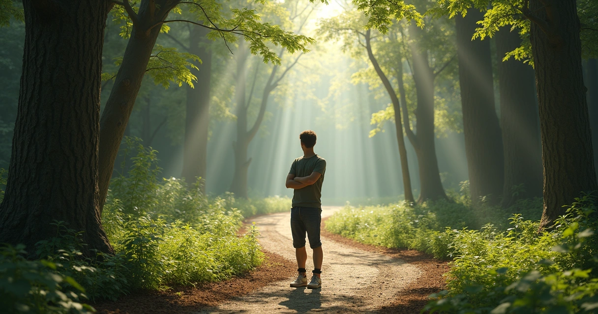 Persona indecisa frente a dos caminos divergentes 