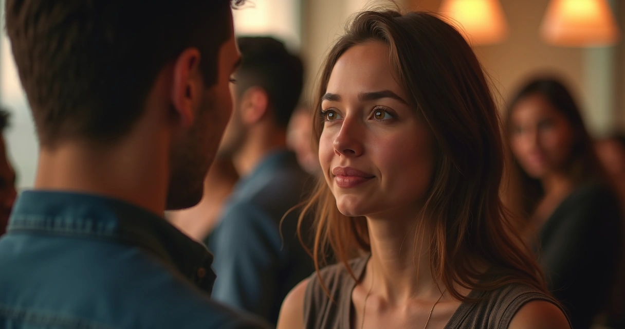 Pessoa com expressão tímida recebendo elogio em ambiente social 