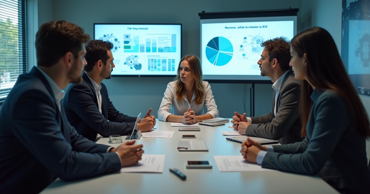 Time reunido discutindo resistência interna à IA explicável com gráficos e apresentações claras 