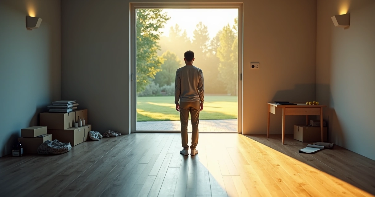 Person split between dark resistance and bright positive change path 