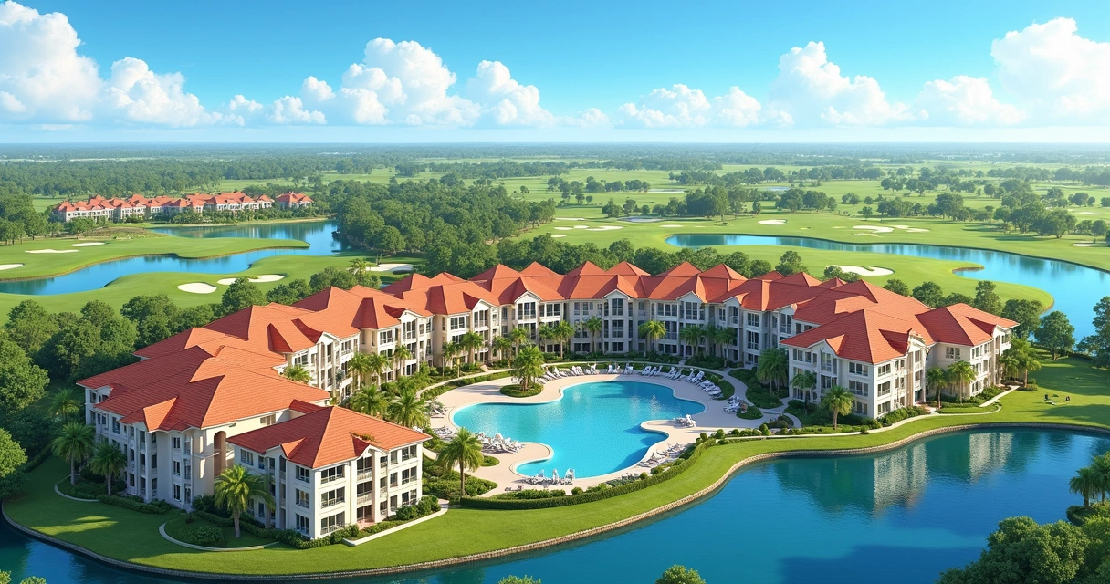 Aerial view of resort and luxury condominiums in Orlando 