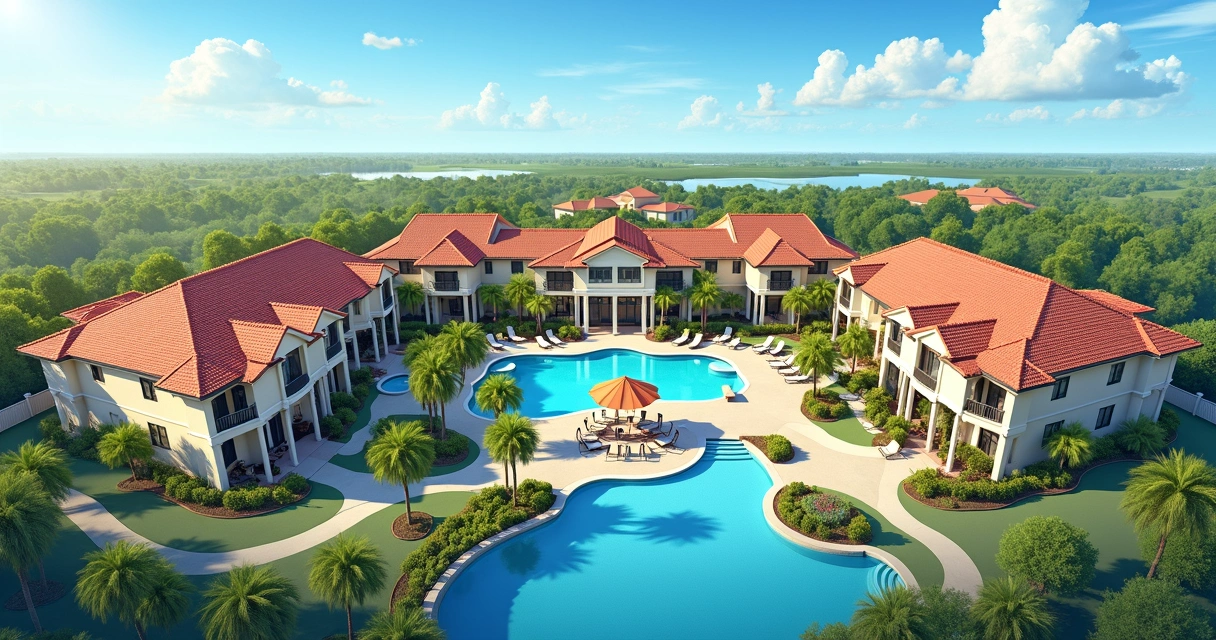 Aerial view of a high-end vacation homes condominium in Orlando 