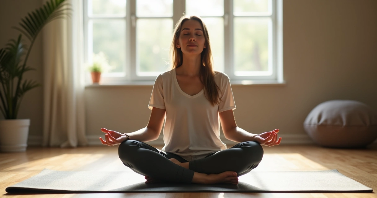 Pessoa sentada praticando respiração consciente 