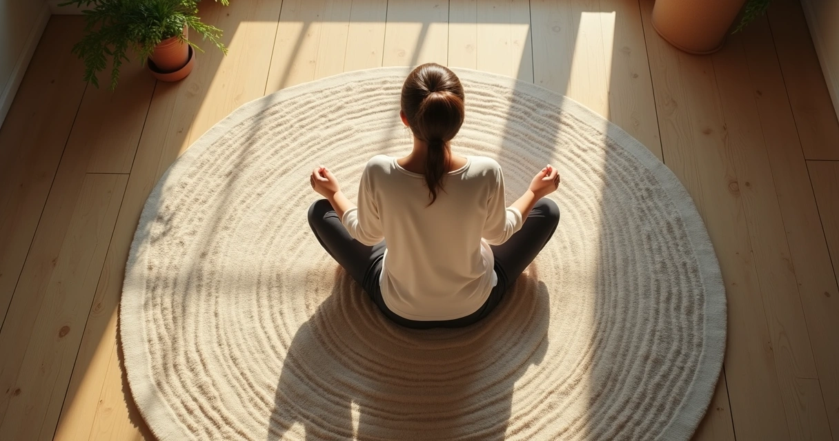 Pessoa sentada praticando respiração e meditação