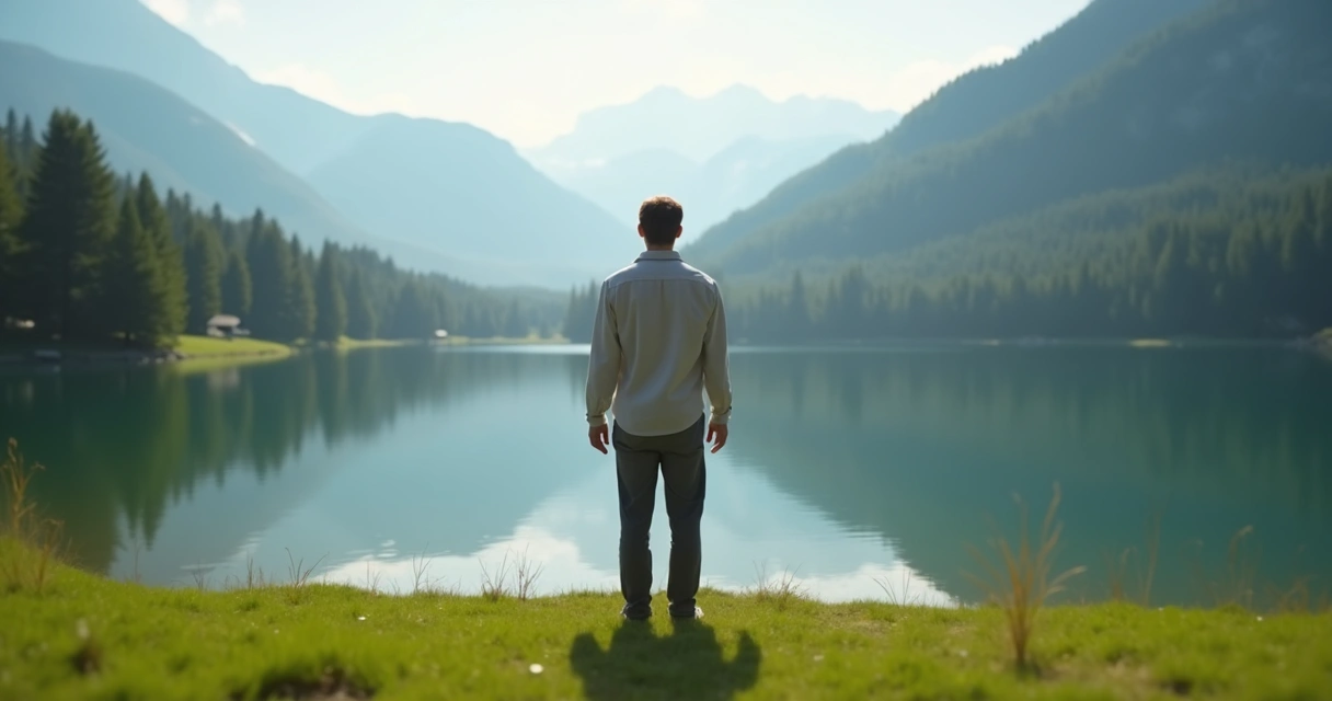 Pessoa praticando respiração ao ar livre em meio à natureza 