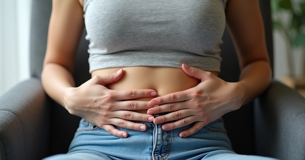 Manos sobre el abdomen y el pecho mostrando técnica de respiración abdominal 