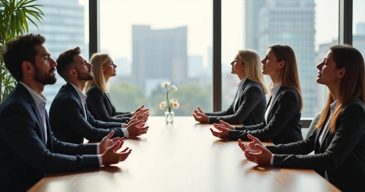 Ejercicio de respiración consciente en contexto laboral. 