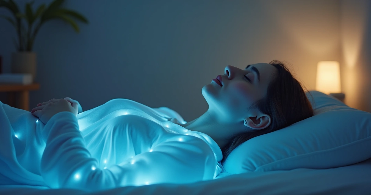 Persona recostada imaginando aire azul en el cuerpo mientras respira 