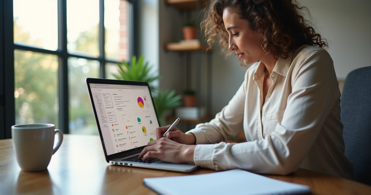 Pessoa respondendo pesquisa online em notebook 