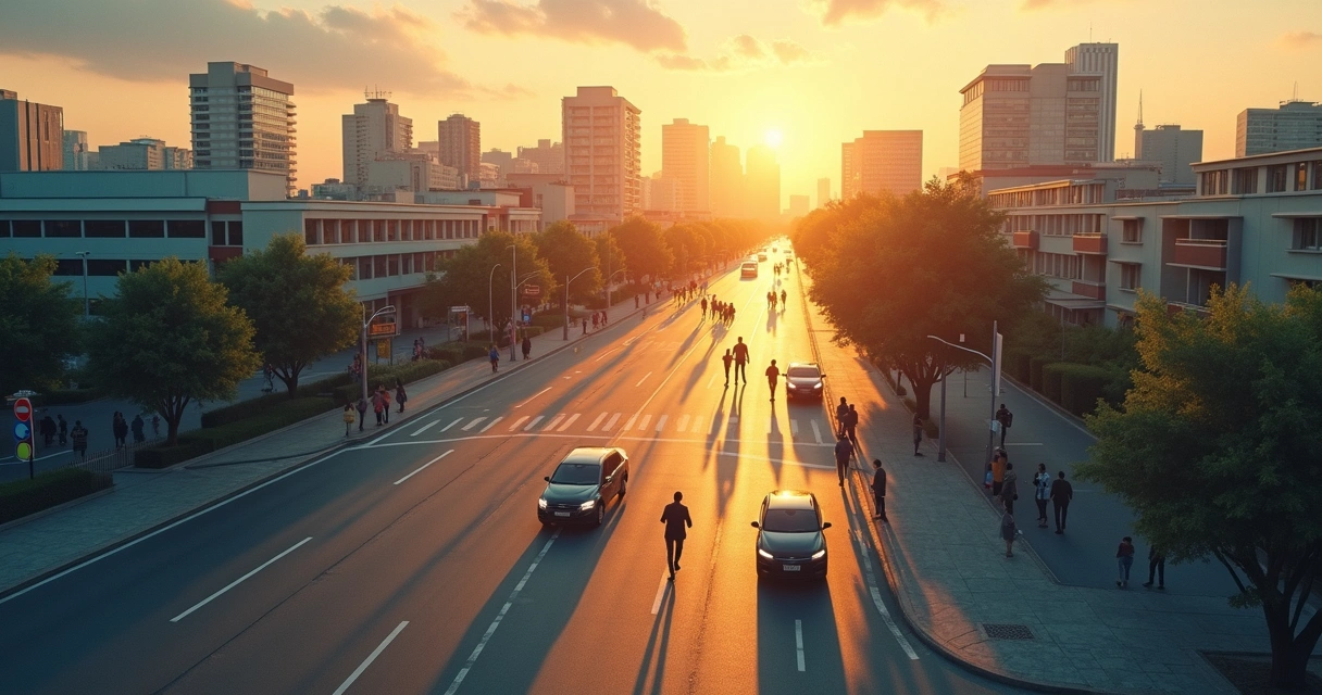 Personas conectadas por una ciudad vista desde arriba simbolizando responsabilidad colectiva diaria 