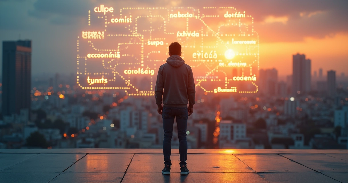 Persona frente a un cruce de caminos con decisiones interconectadas 