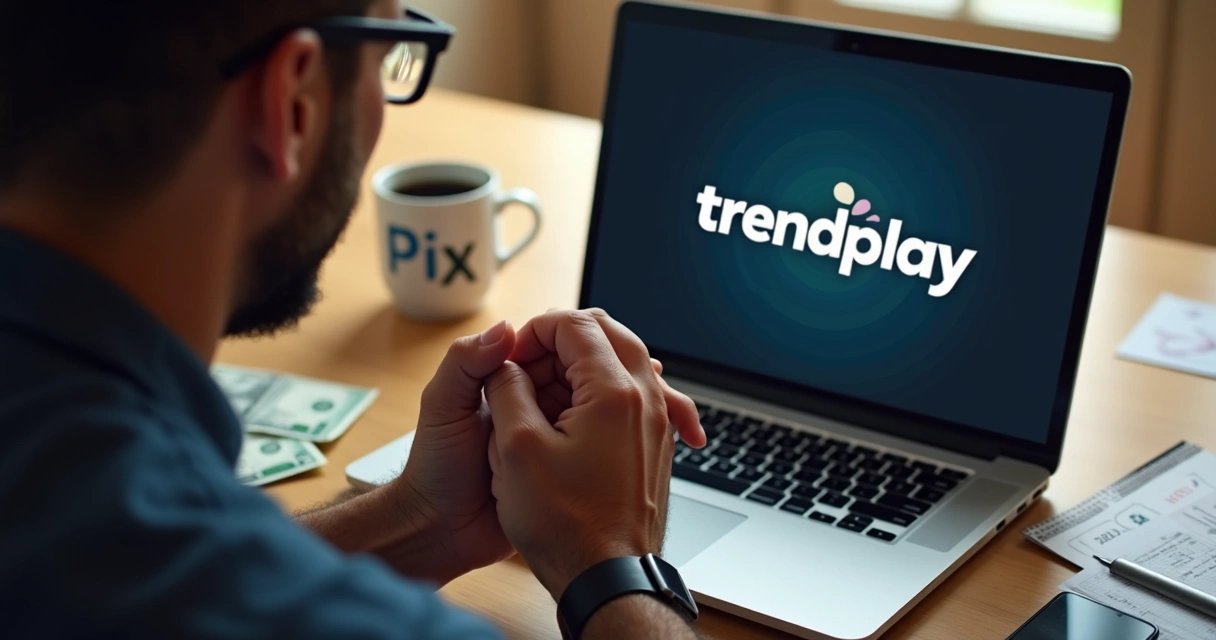 Pessoa segurando o saldo de apostas no TrendPlay com aparência preocupada 